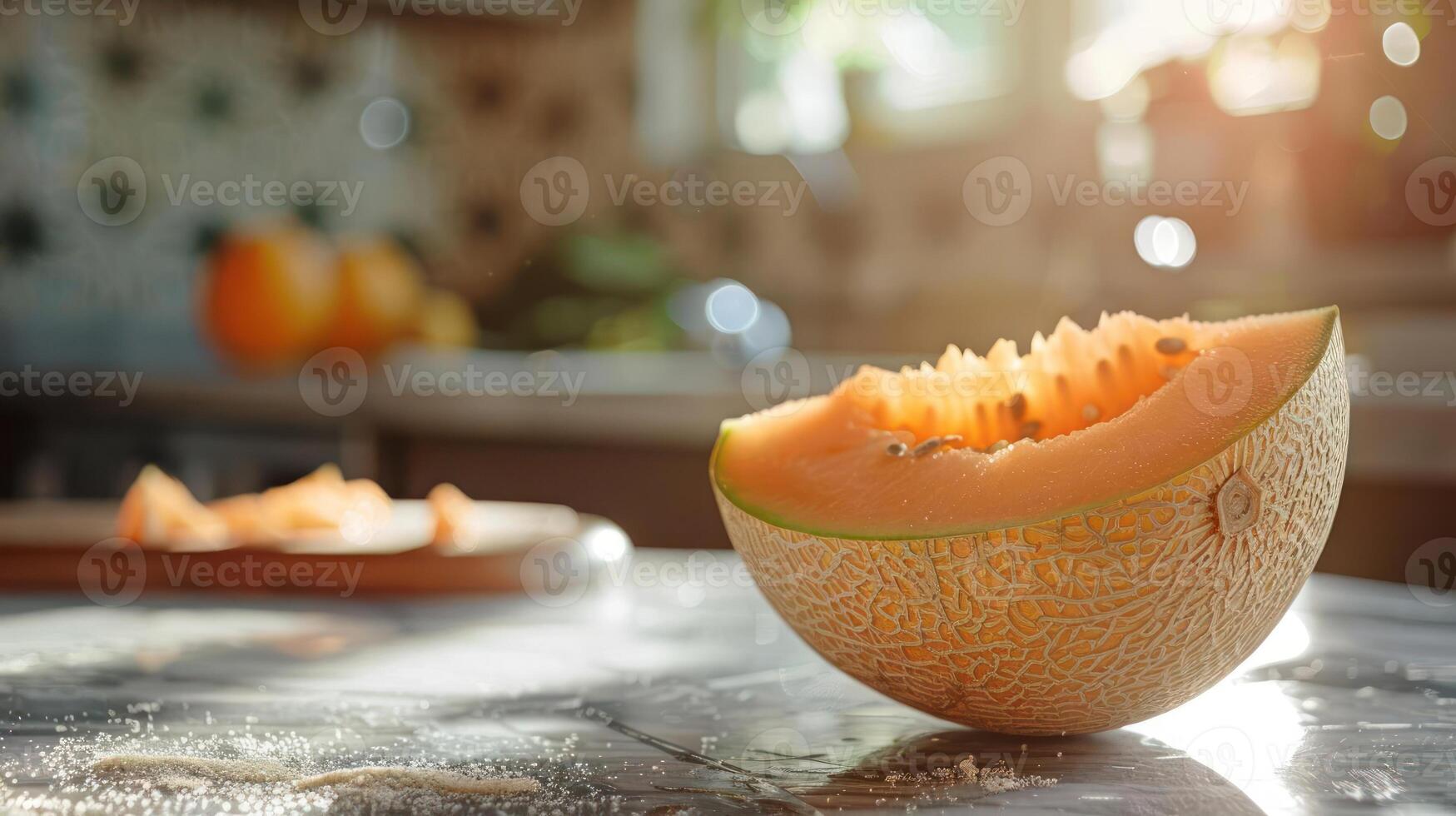 a melon that is sitting on a table photo