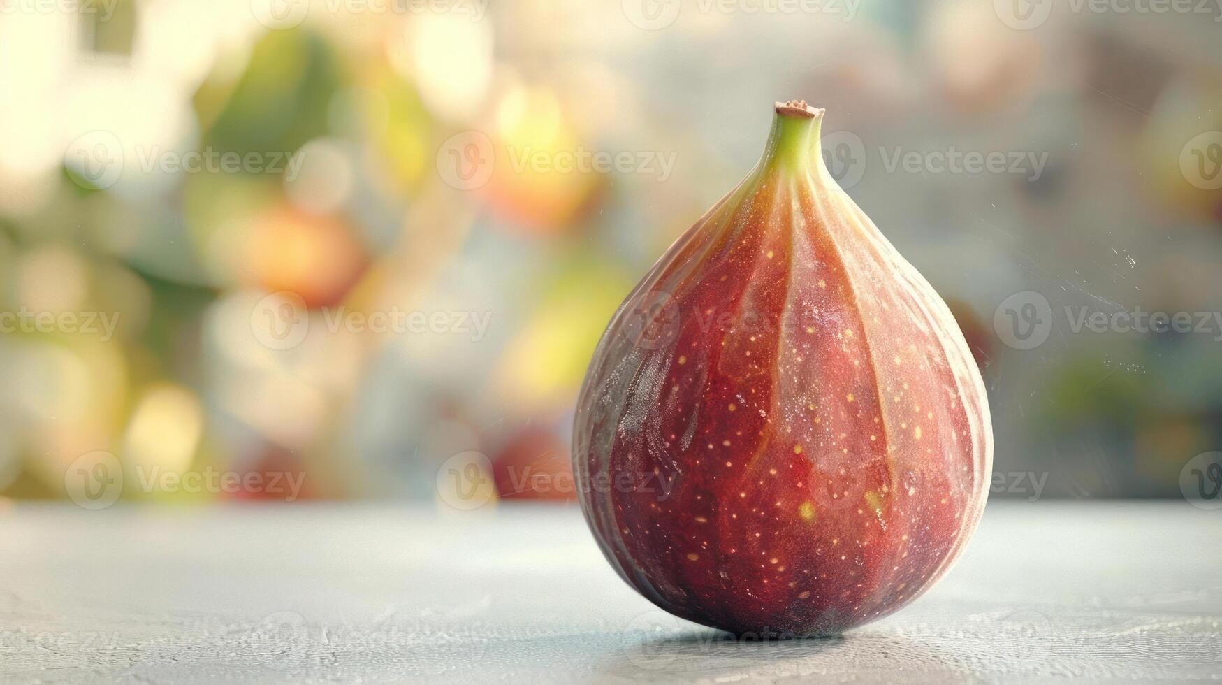 A fig on a table with a blurry background photo