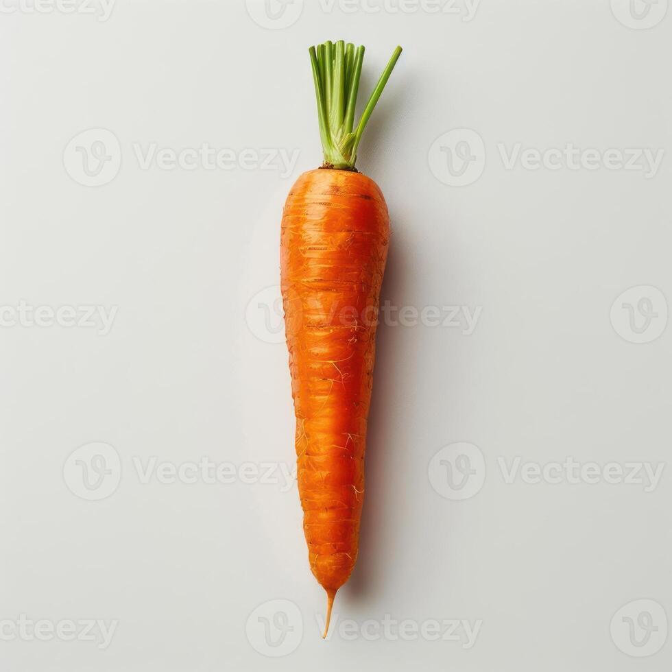 a single carrot is shown on a white surface photo