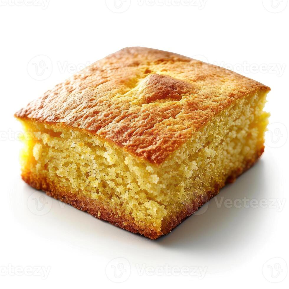 A square piece of fresh banana bread, topped with crumbled raisins and icing, photo