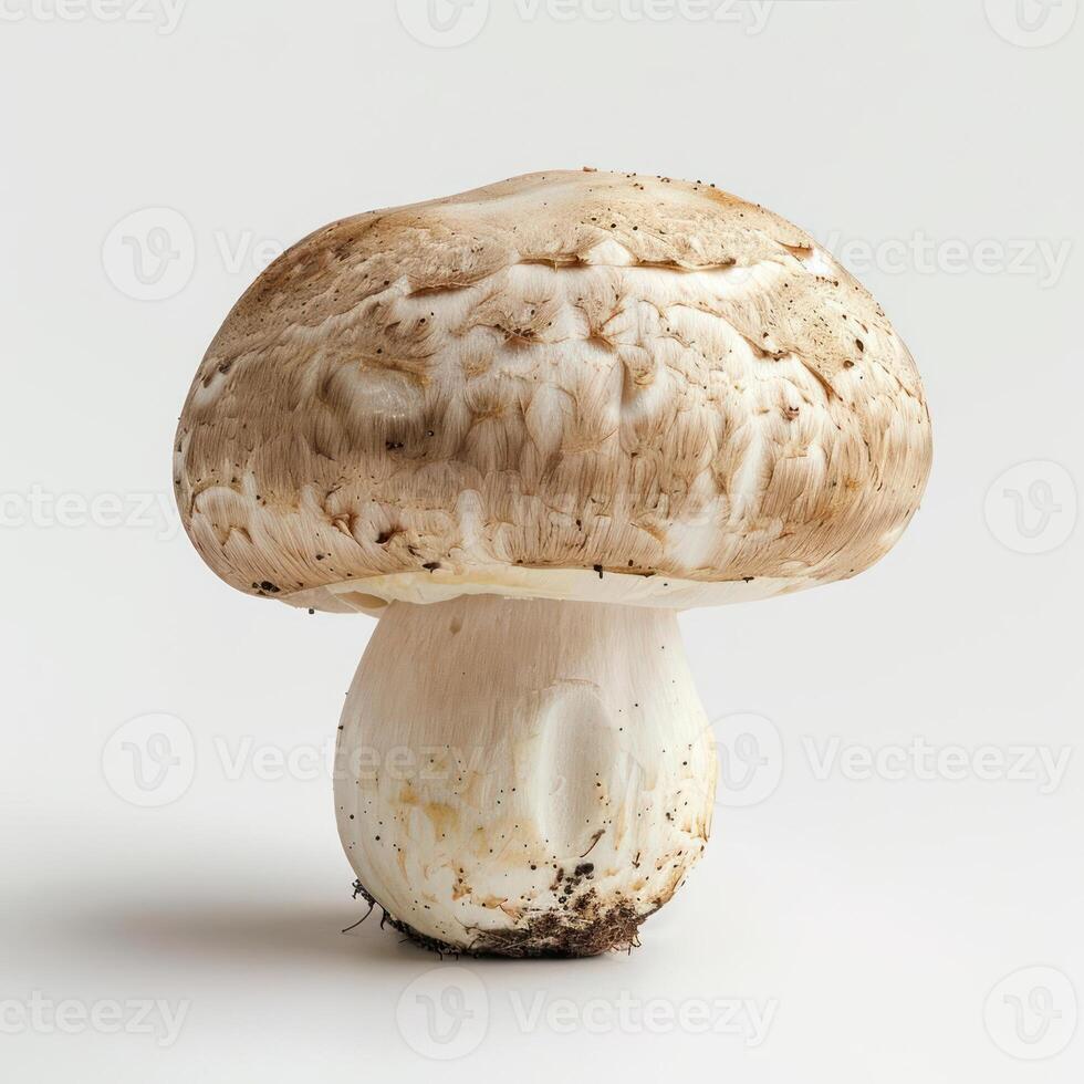 a close up of a mushroom on a white background photo