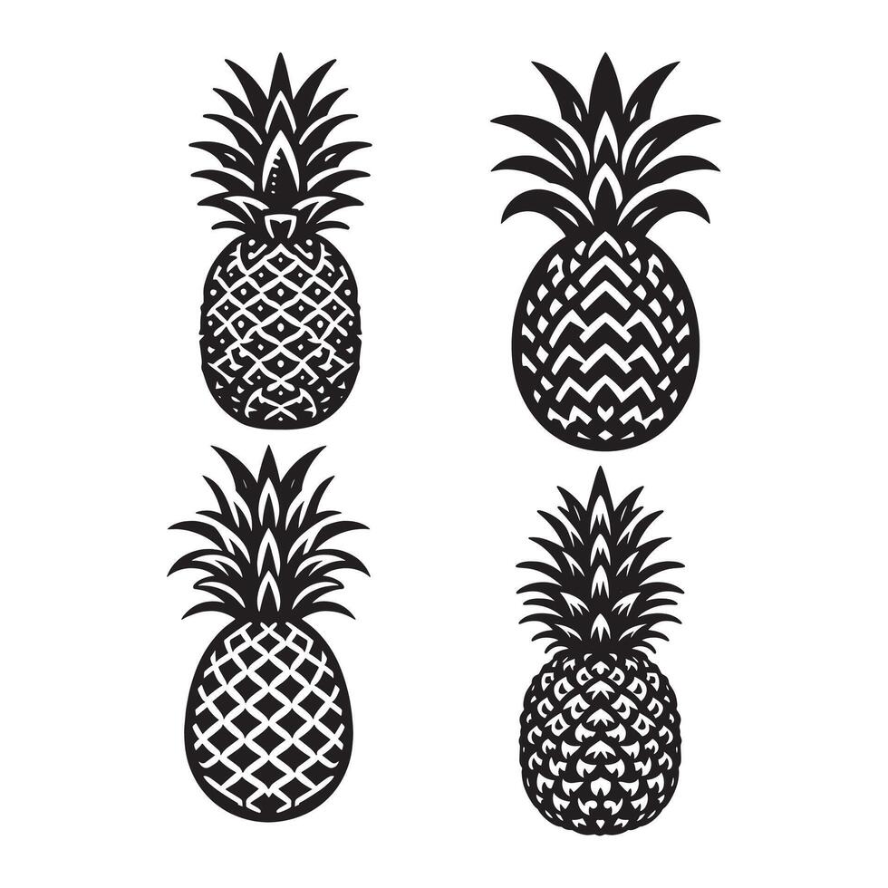 Boho Tropics Pineapple Feathered Style vector