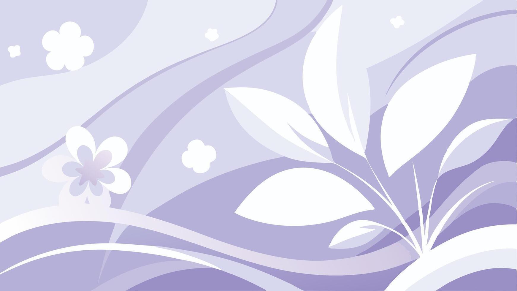 a purple background with flowers and leaves vector