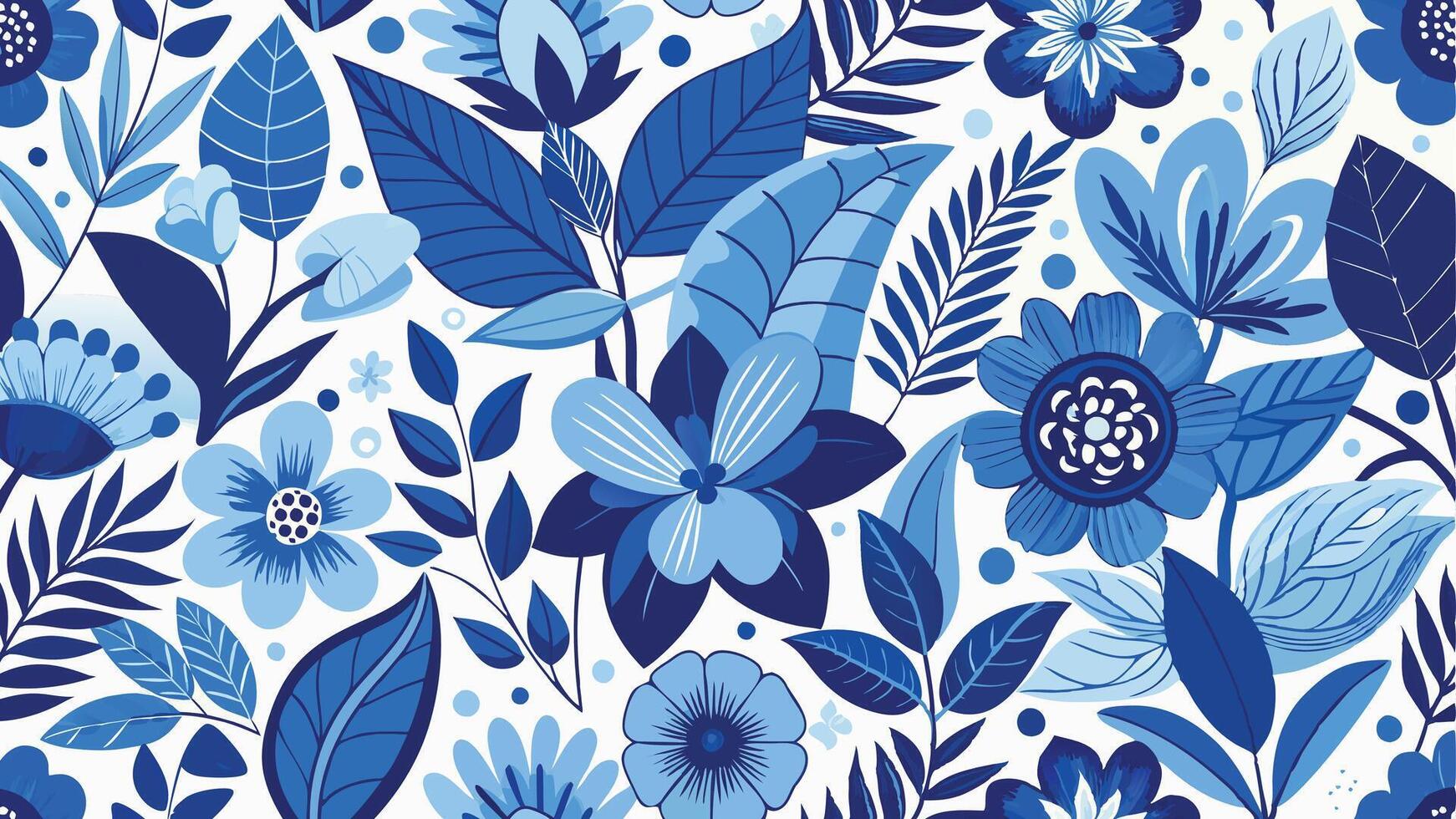 blue and white floral pattern vector