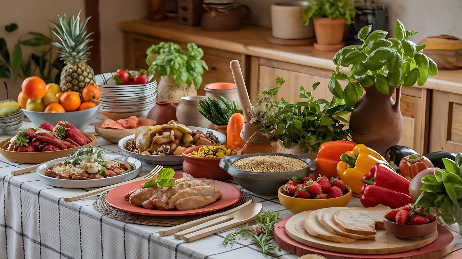 A table with many different types of food photo