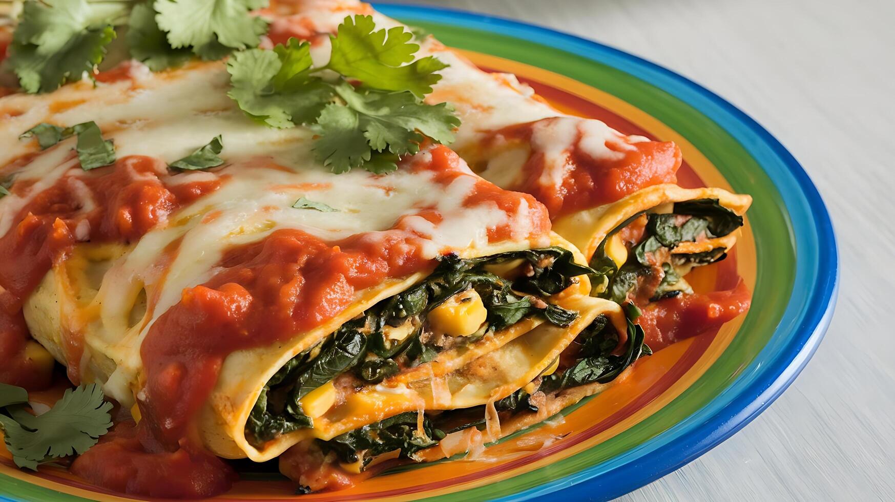 A plate with a burrito and a plate with a burrito photo