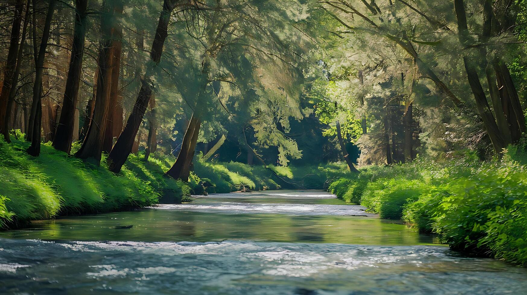 A river running through a forest photo