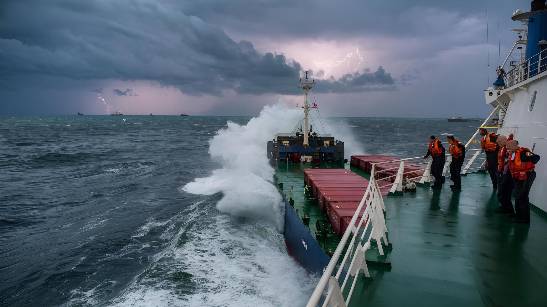 A stormy day on the sea photo