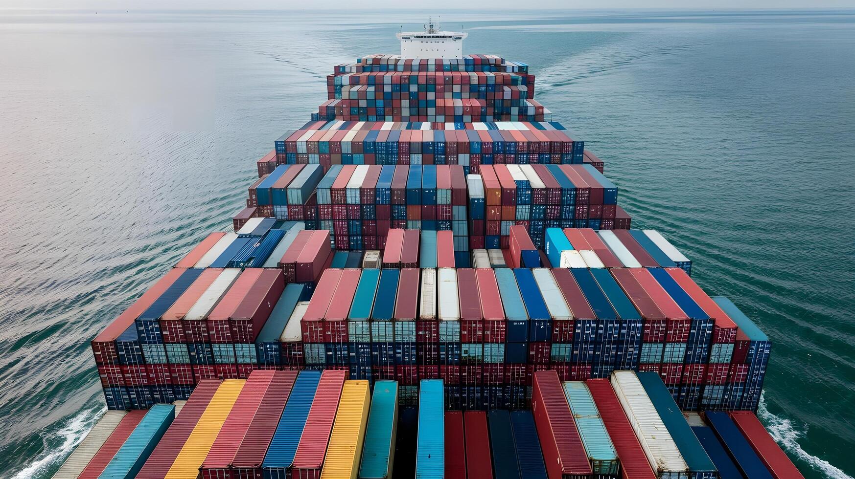 A large container ship is traveling across the ocean photo
