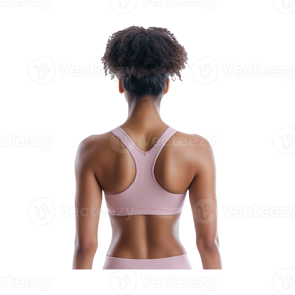 Fit Woman in Sport Outfit with Back View png