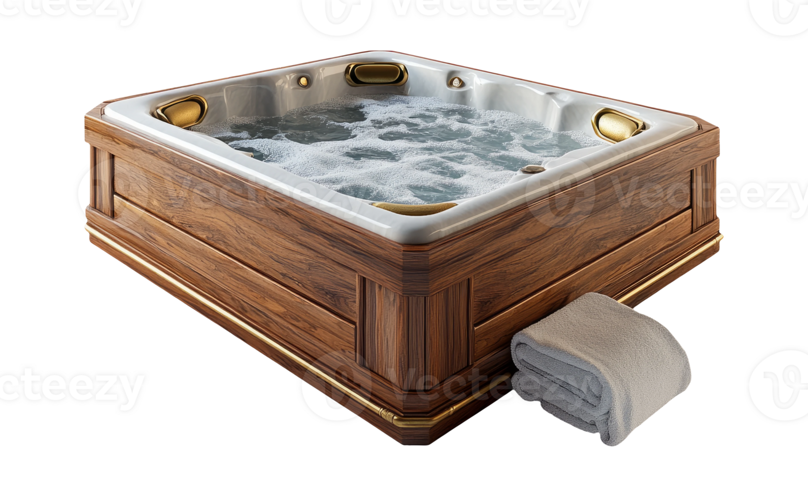 Luxurious Spa Tub with Bubbles and Towel png