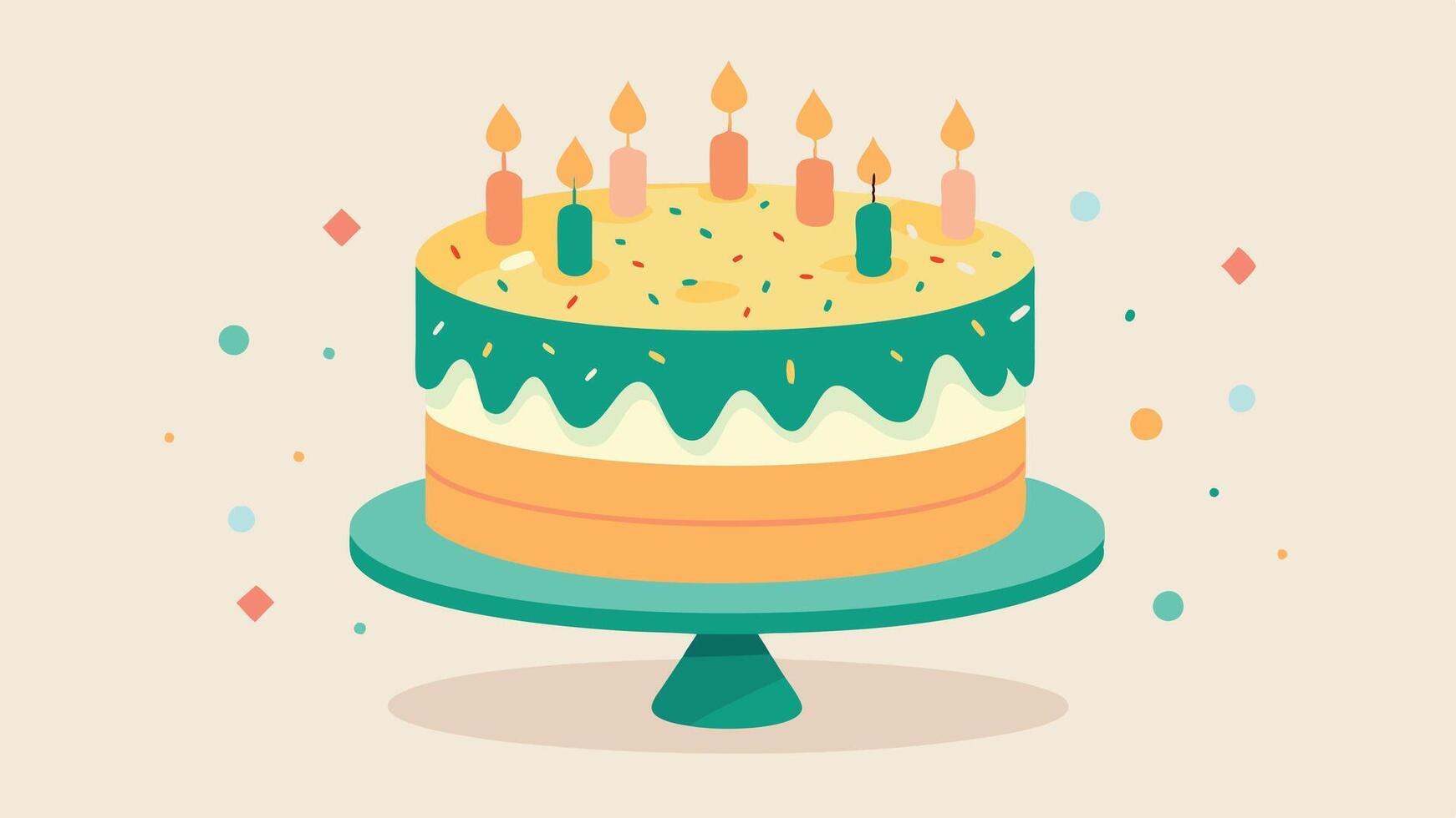 a birthday cake with candles on top vector