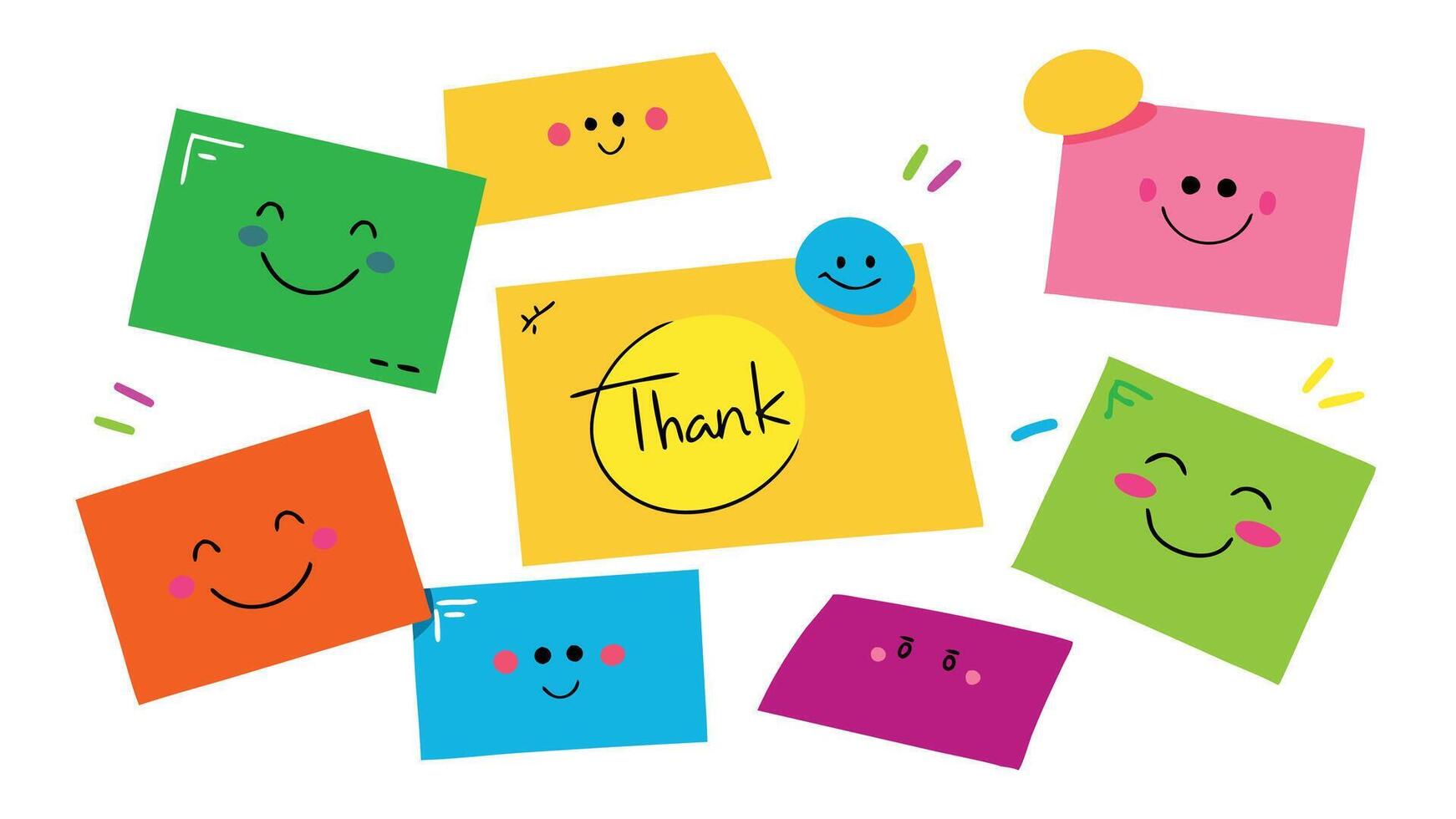 thank you note with smiley faces and words vector