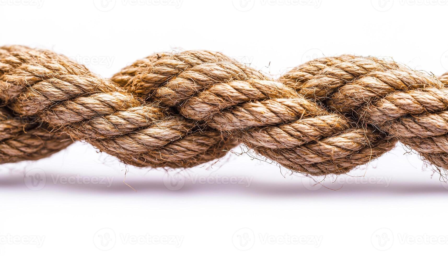 Natural fibers make strong, versatile rope. A close-up view of intertwined natural fibers forming a strong, durable rope for diverse applications in everyday life. photo