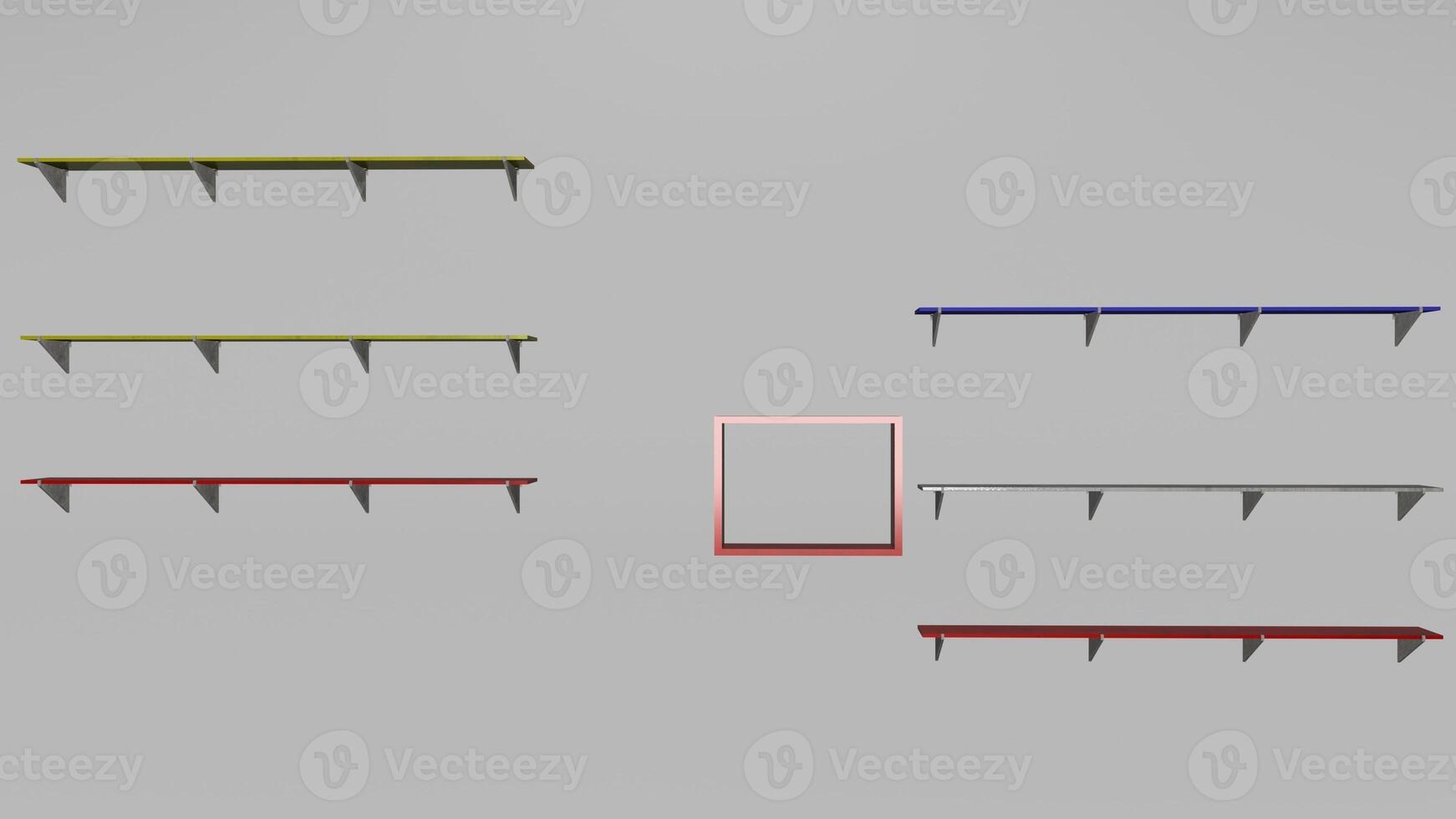 A 3d model of a shelf with different colors photo