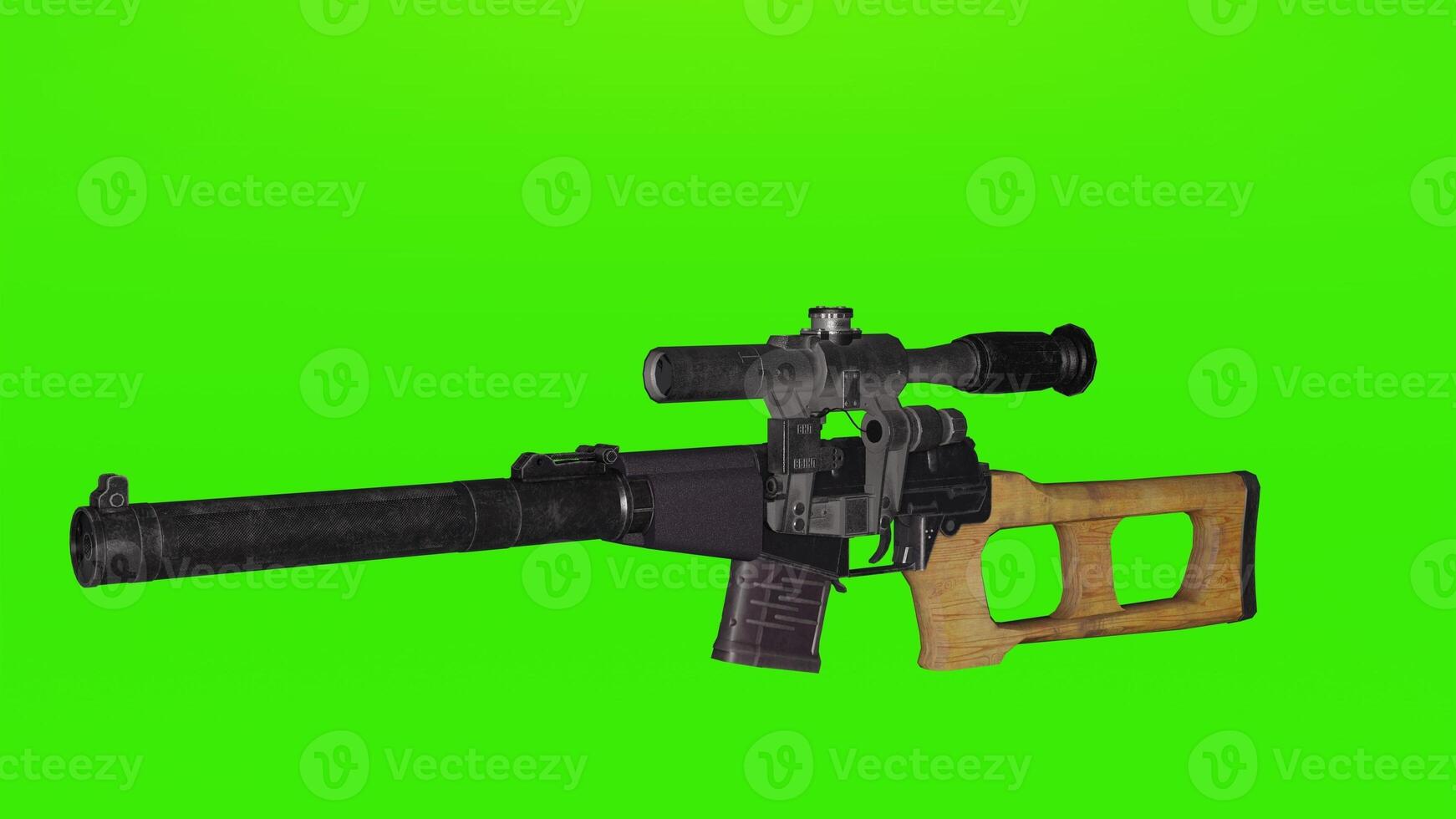 A gun with a scope on it on a green screen photo