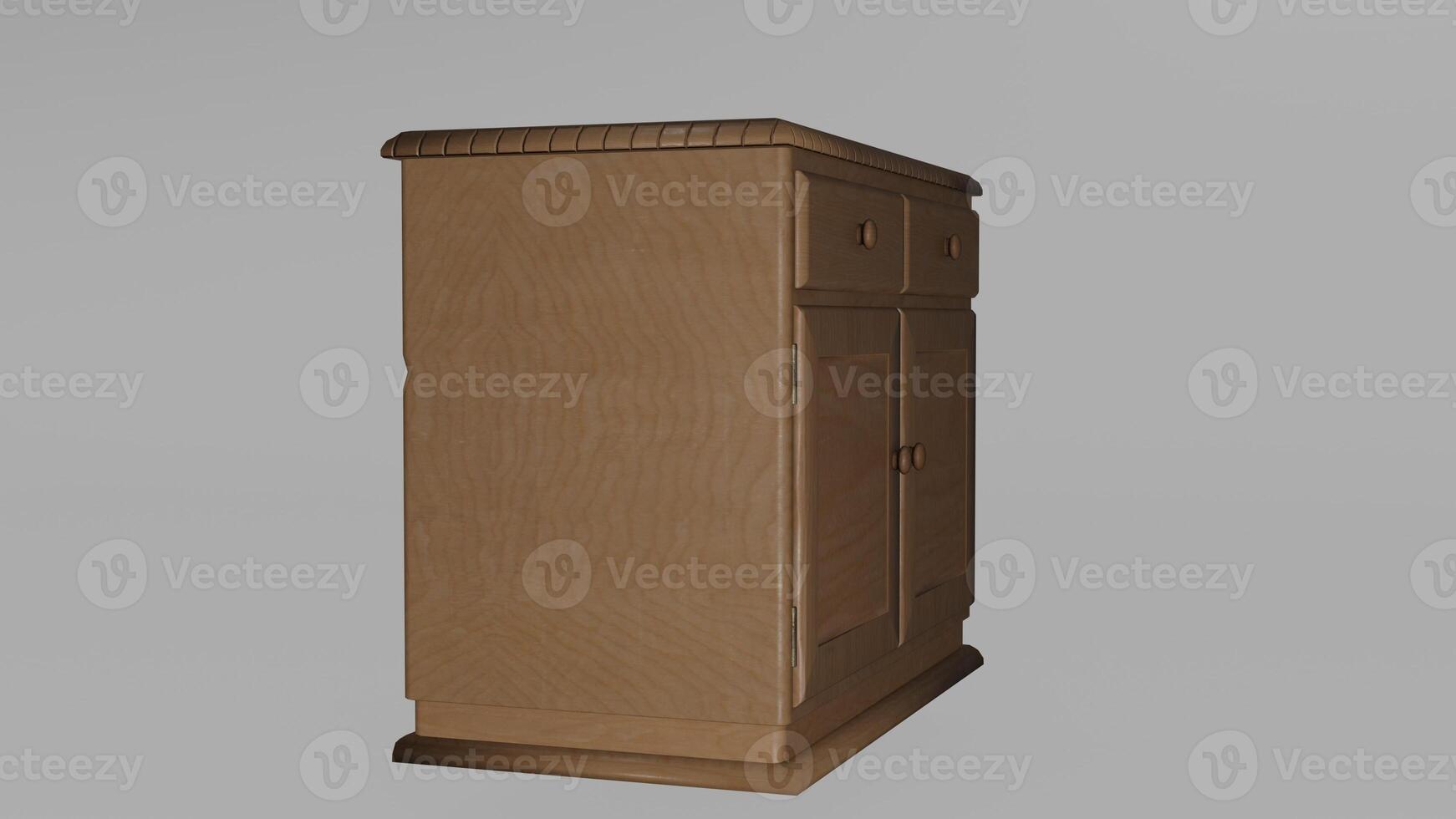 A wooden cabinet with two doors and a drawer photo
