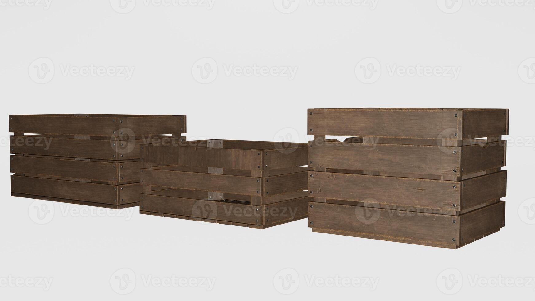 A set of three wooden crates photo