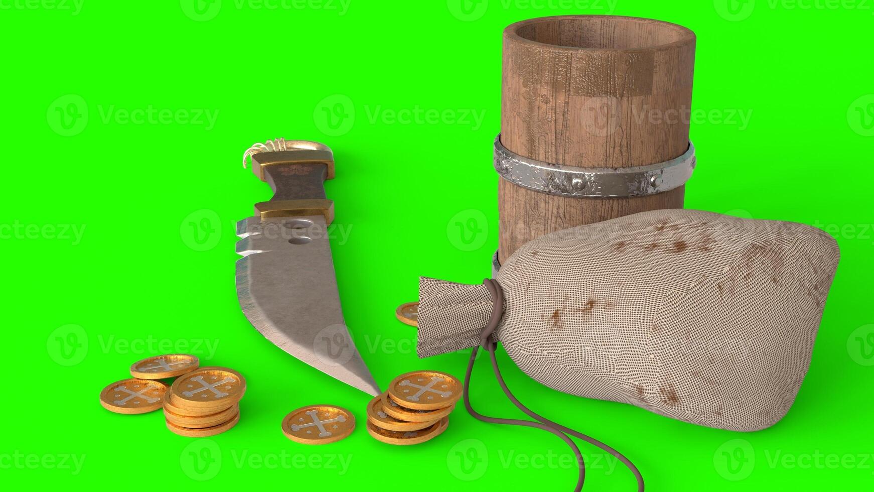 golden coin and wine mug with green background photo