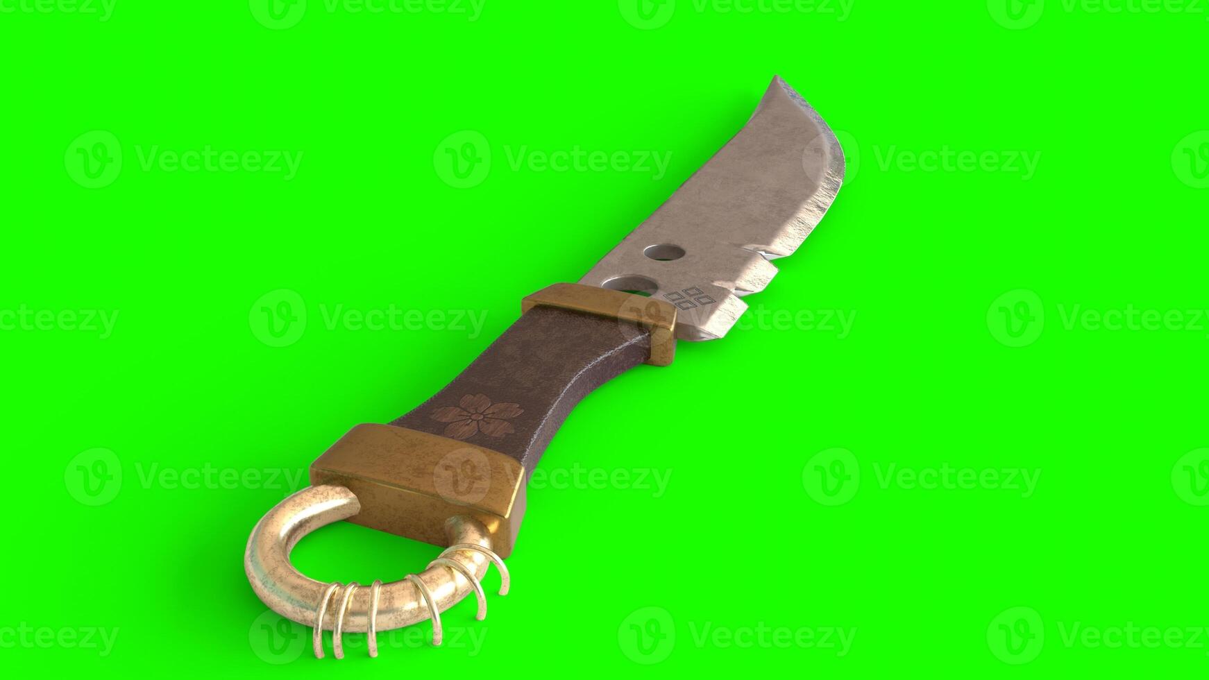 metal sharp knife with green background photo