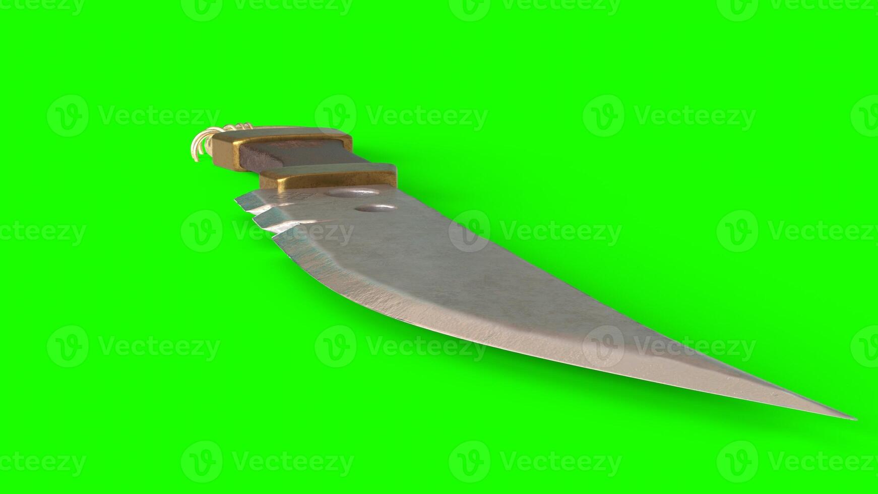 metal sharp knife with green background photo