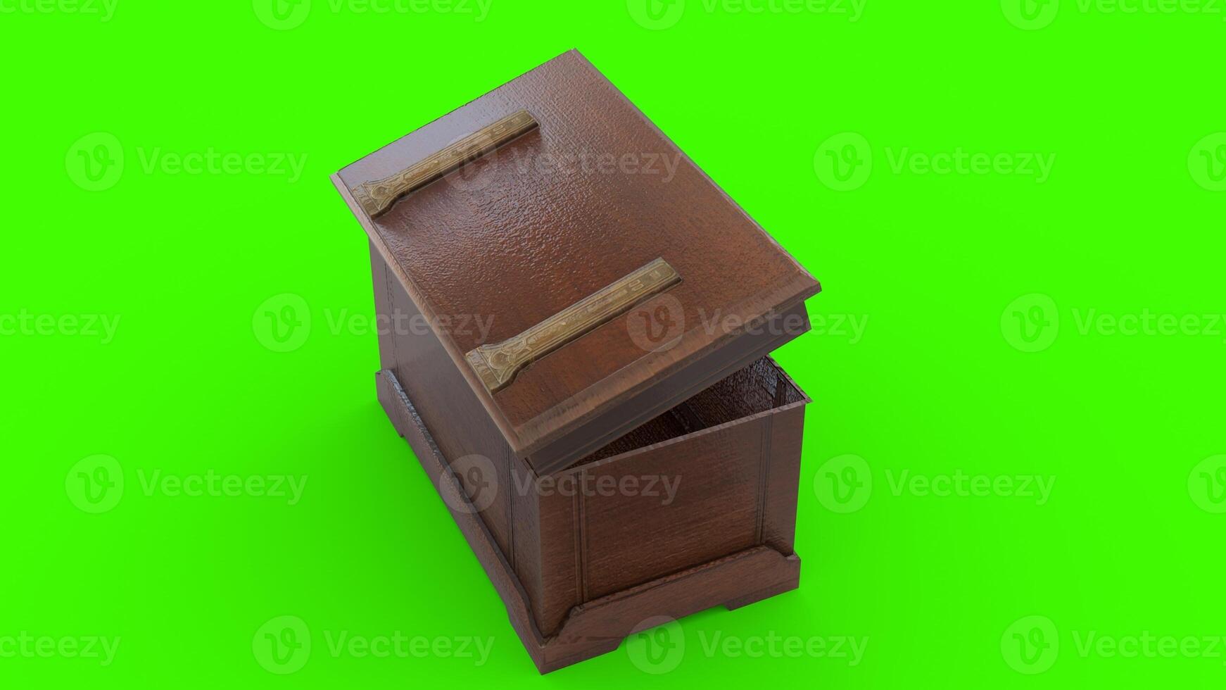 open treasure Box with green background photo