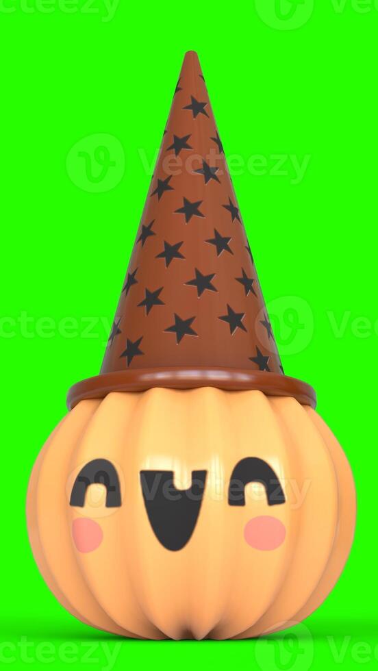 pumpkin with hat with green background photo