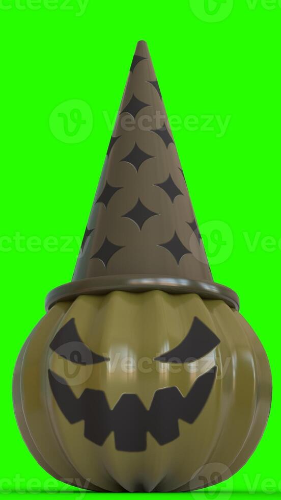 pumpkin with hat with green background photo