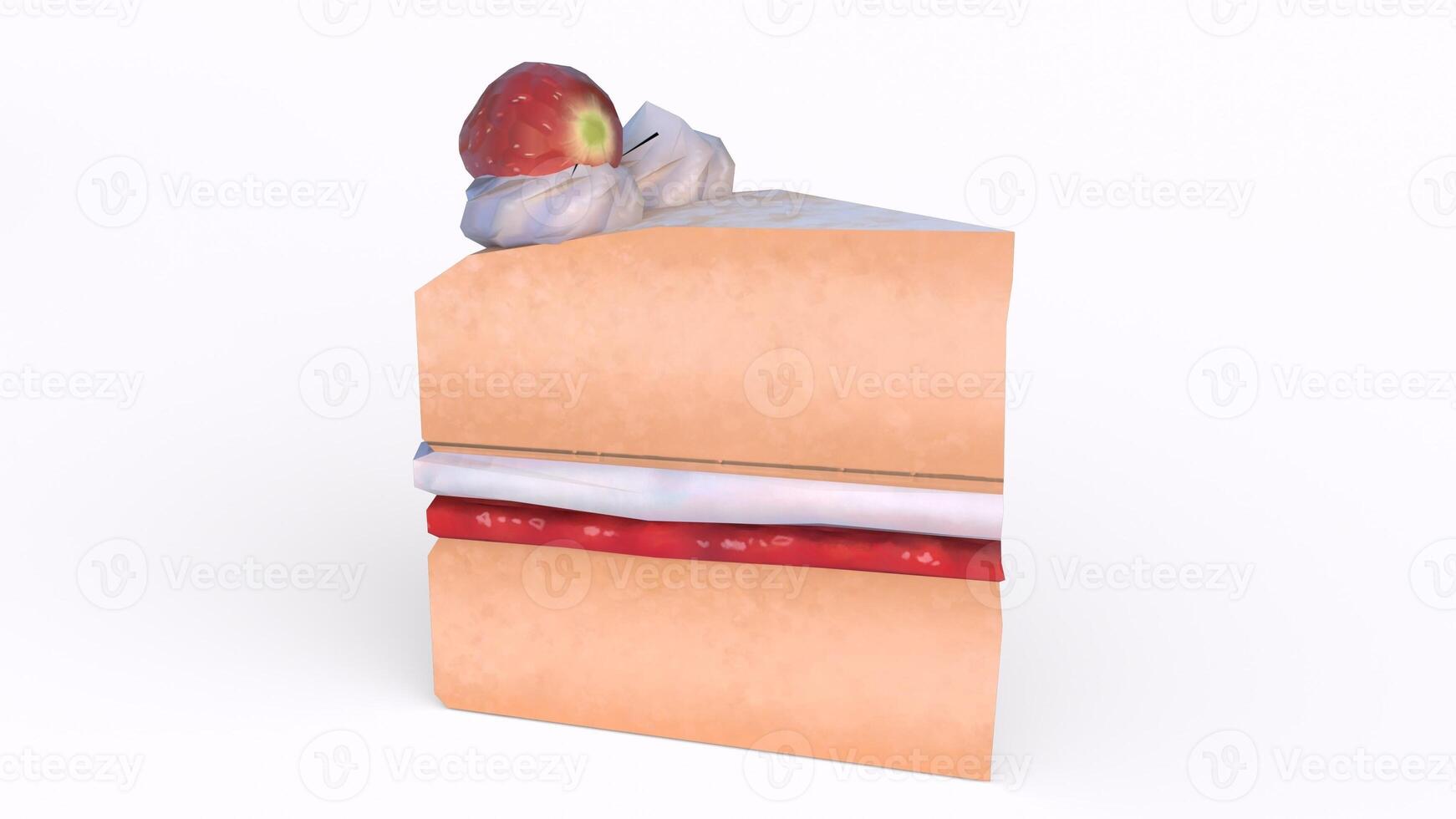 strawberry cake with white background photo