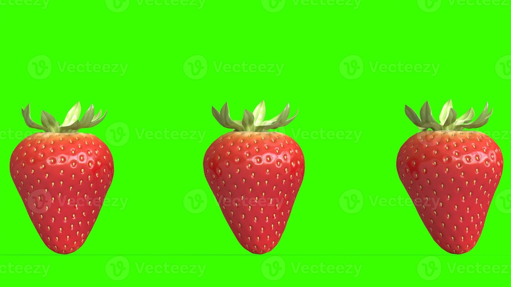 three strawberry with green background photo