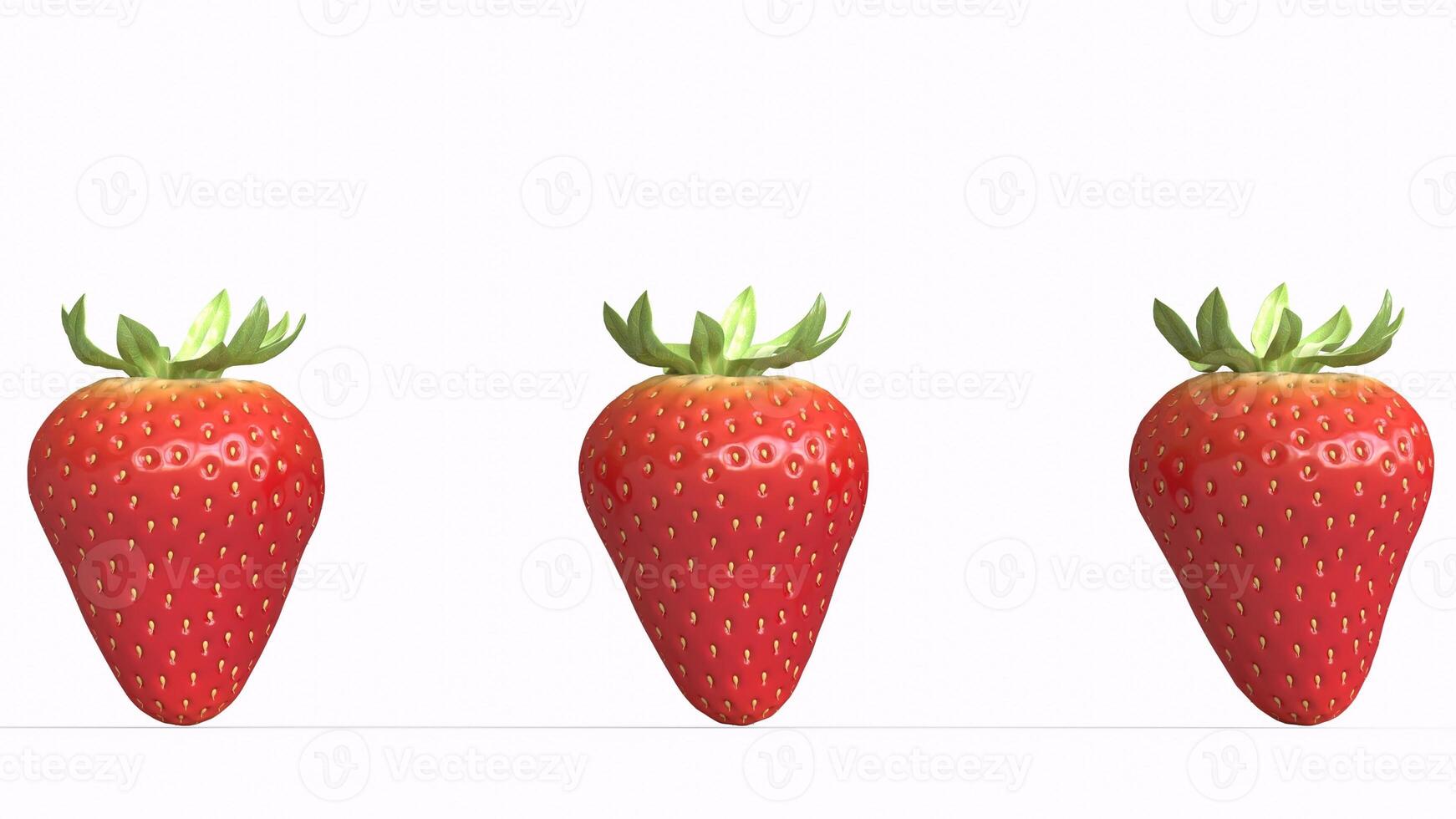 three strawberry with white background photo