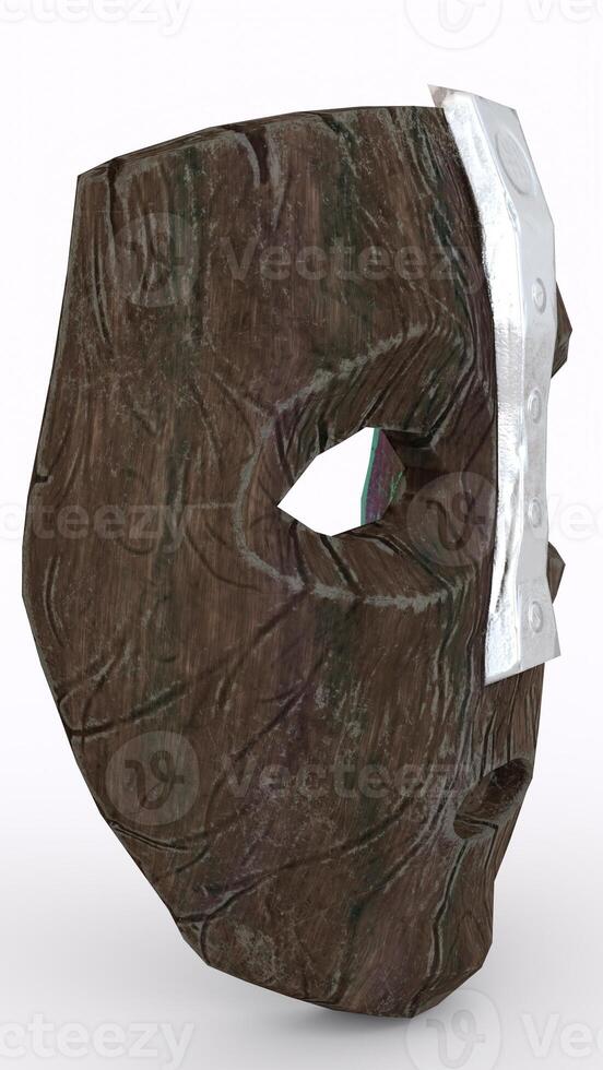 the wooden mask with white background photo