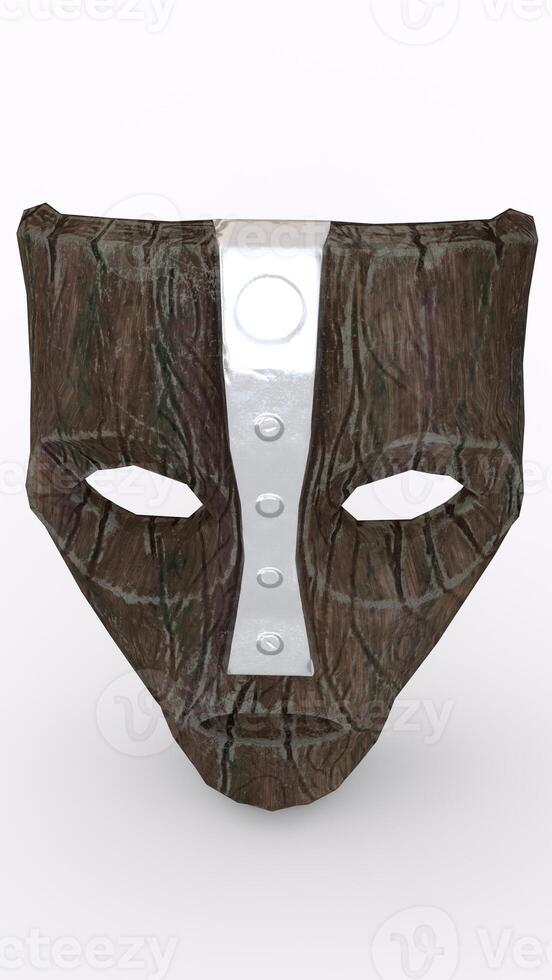 the wooden mask with white background photo