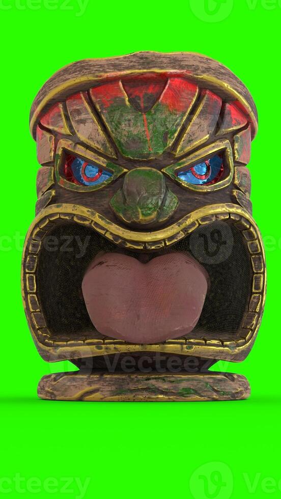 Tiki Mini Statue Totem with green background photo