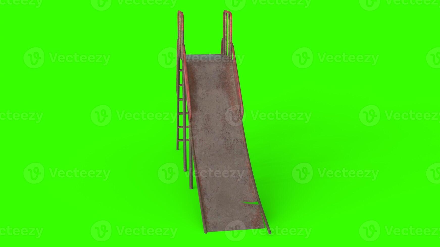 abandoned children slide with green background photo