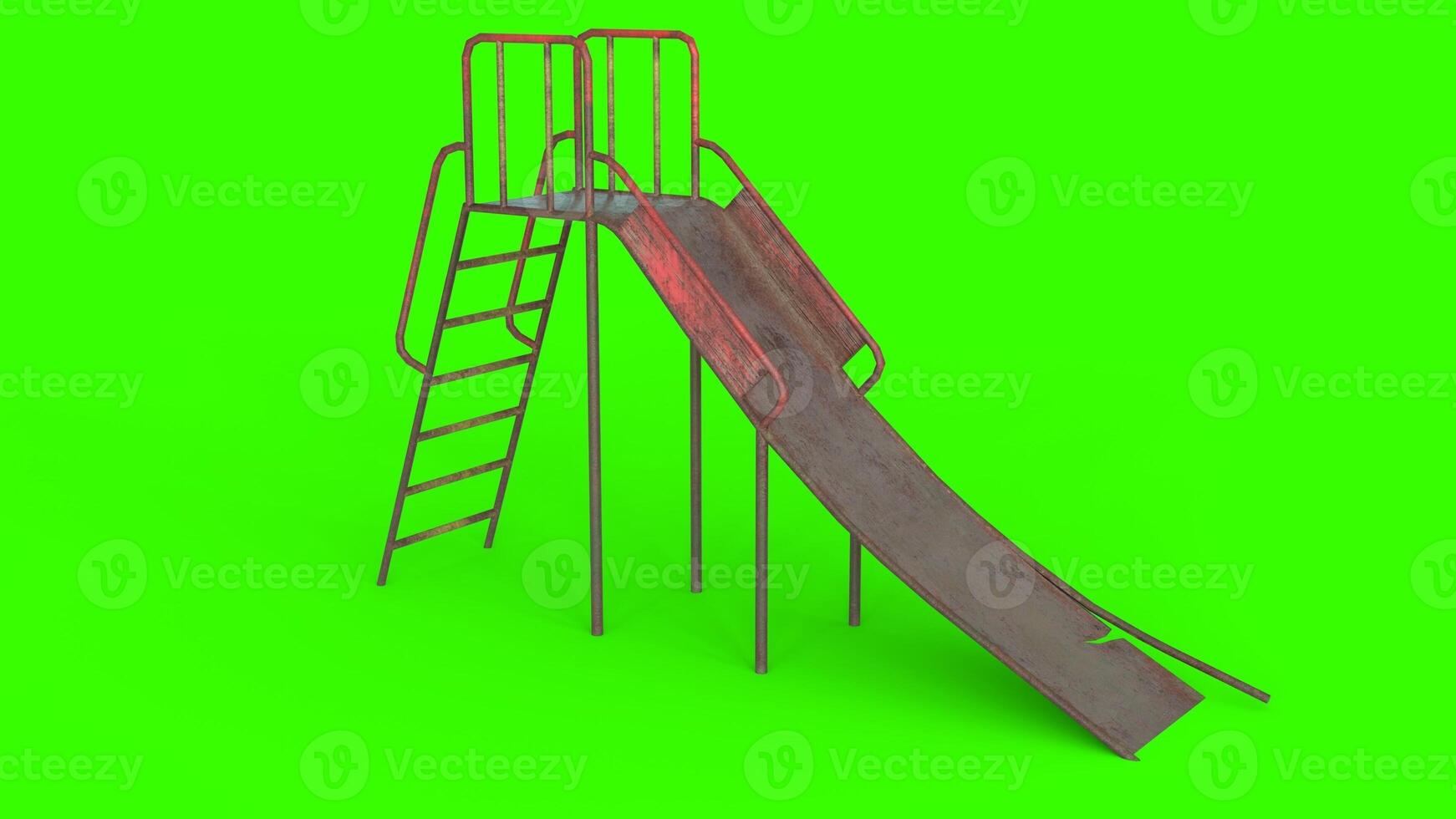 abandoned children slide with green background photo