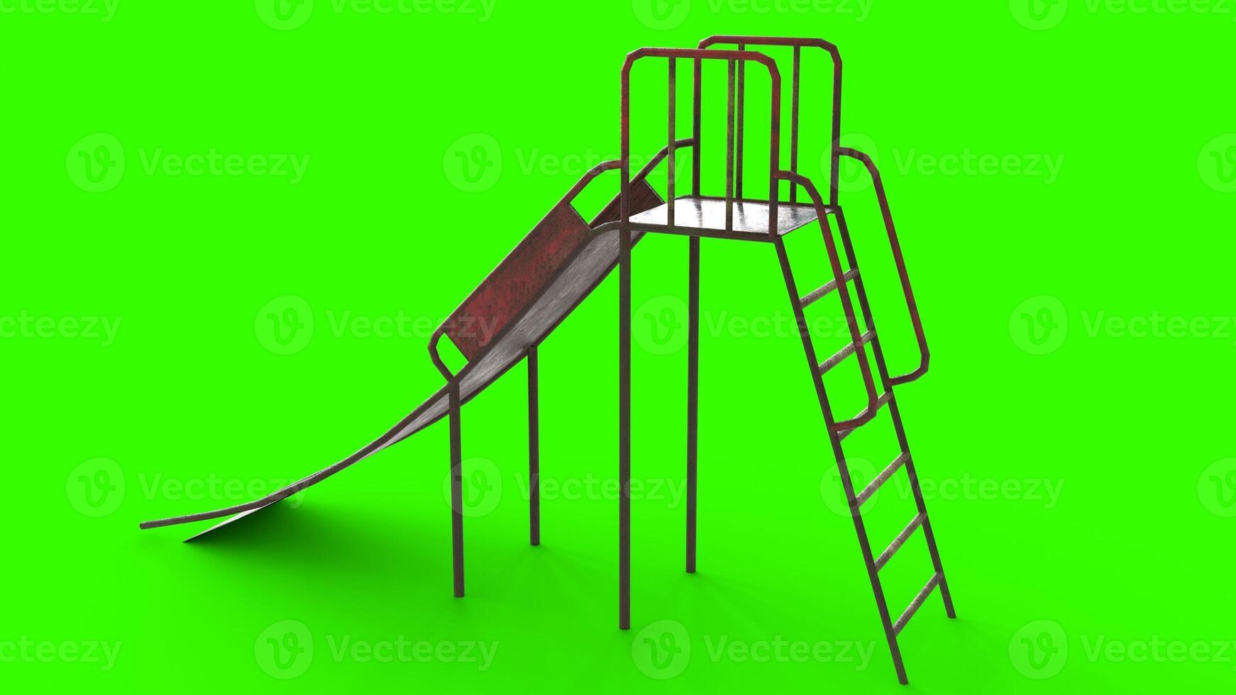 abandoned children slide with green background photo