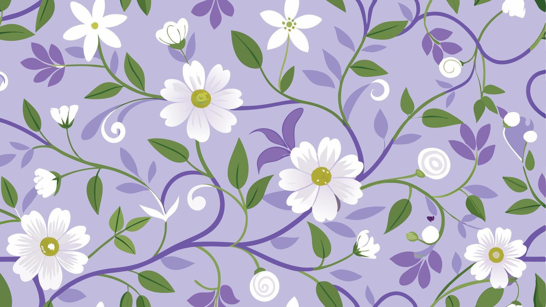 a floral pattern with white flowers and leaves vector