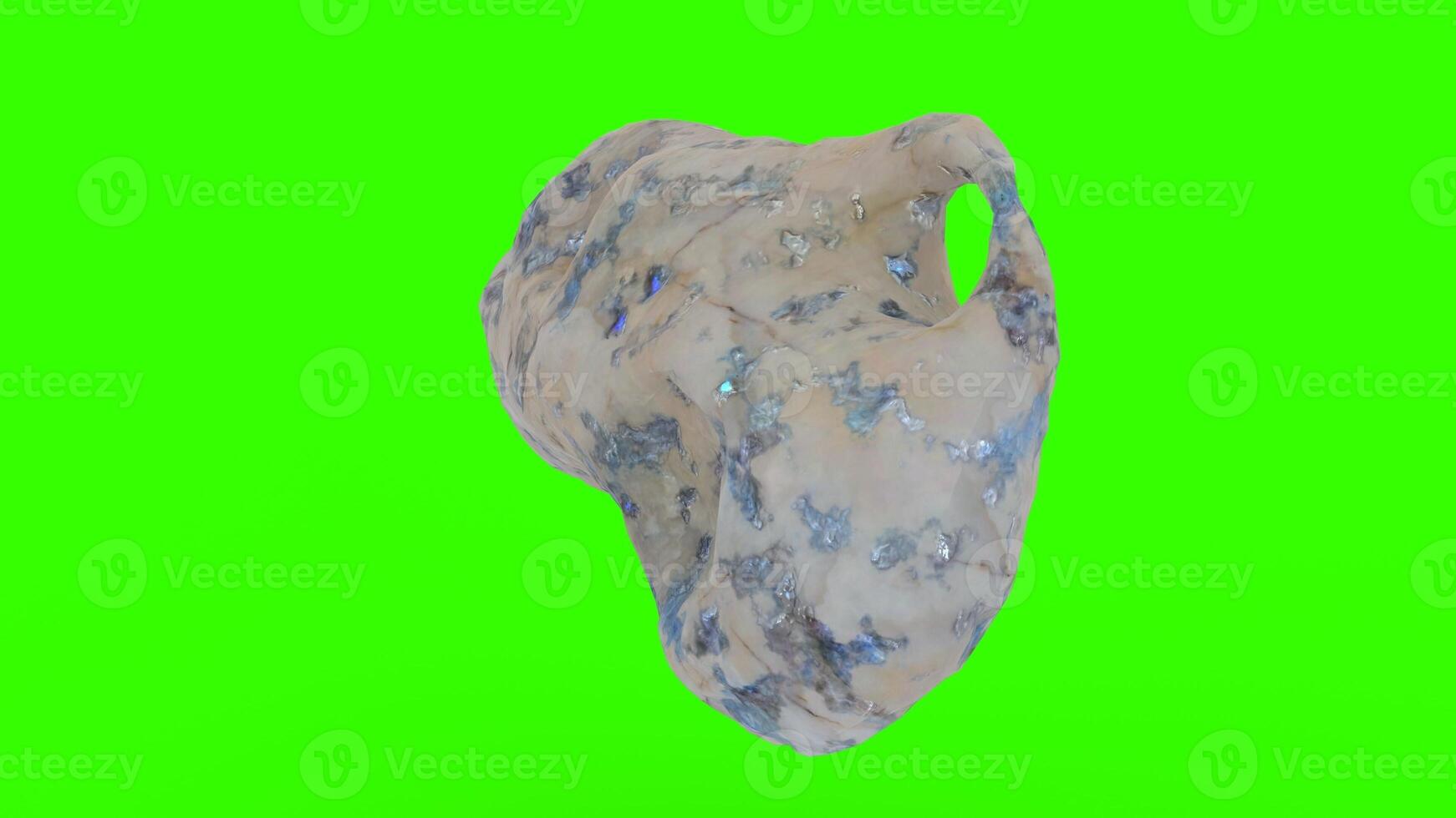 asteroid with minerals with green background photo