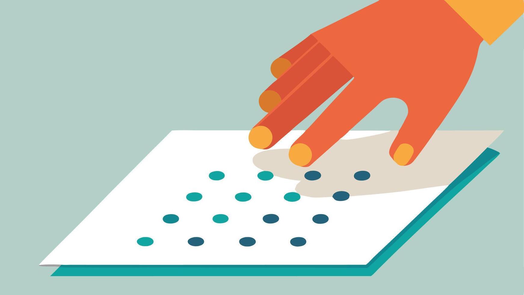 A hand is touching a piece of paper with dots on it vector