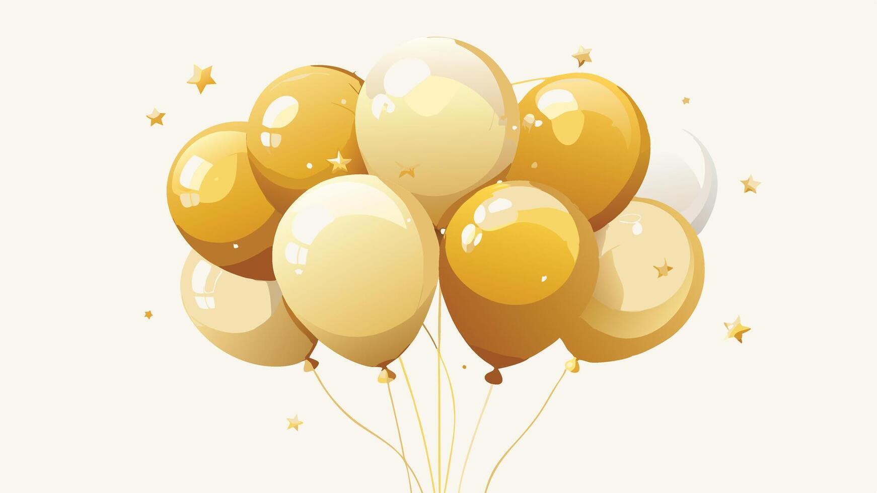 gold balloons with stars on a white background vector