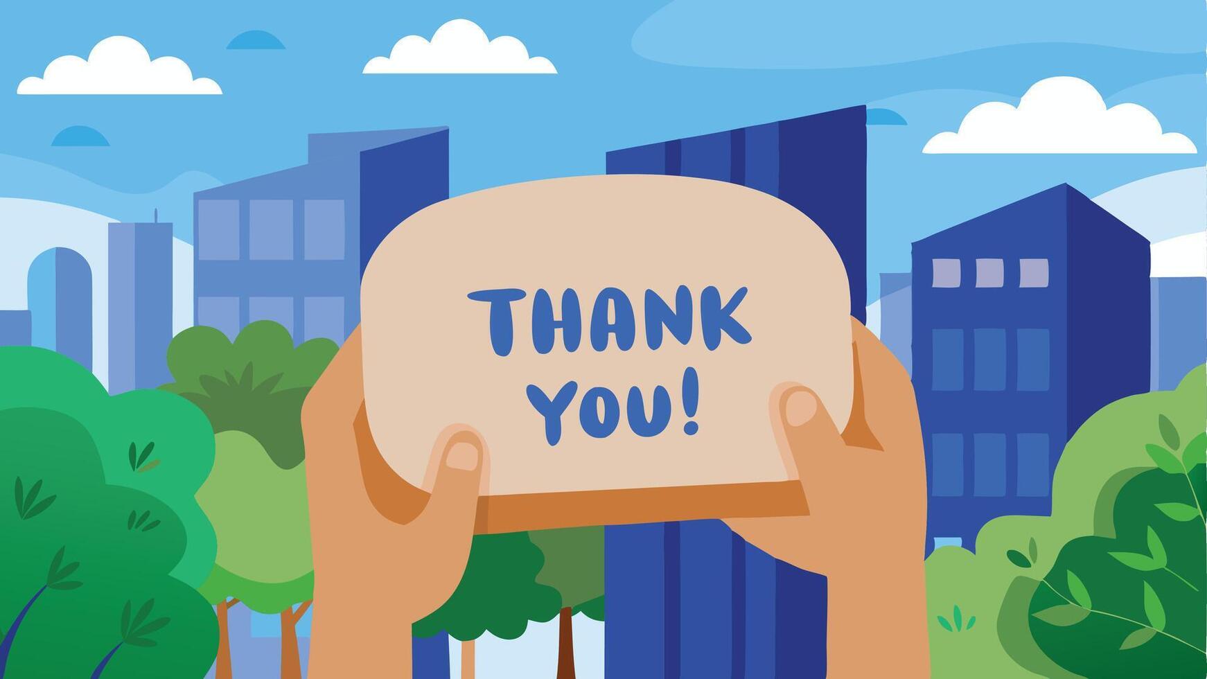 thank you note with cityscape background vector