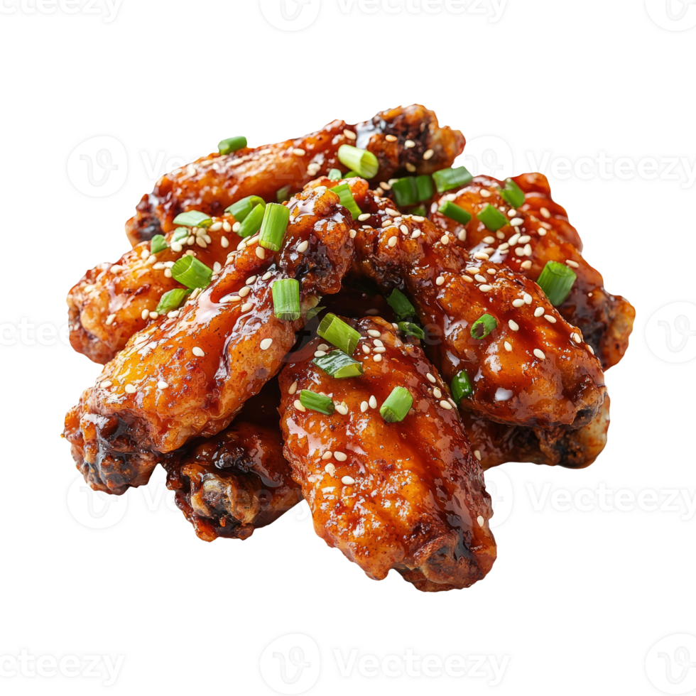 Delicious Chicken Wings with Sauce and Garnish png
