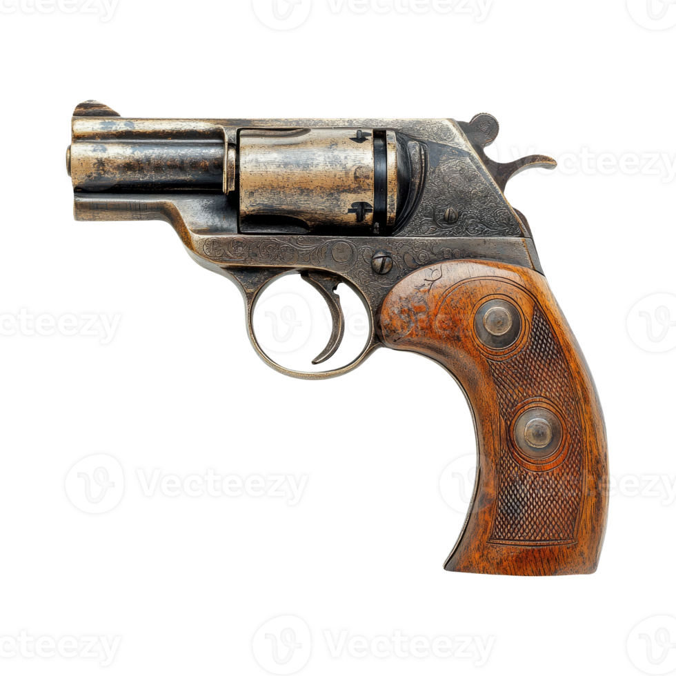 Vintage Revolver on Transparent Background png