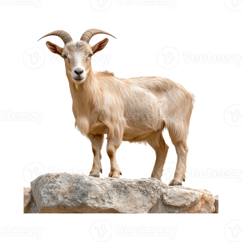 Goat Standing on Rocks with Transparent Background png