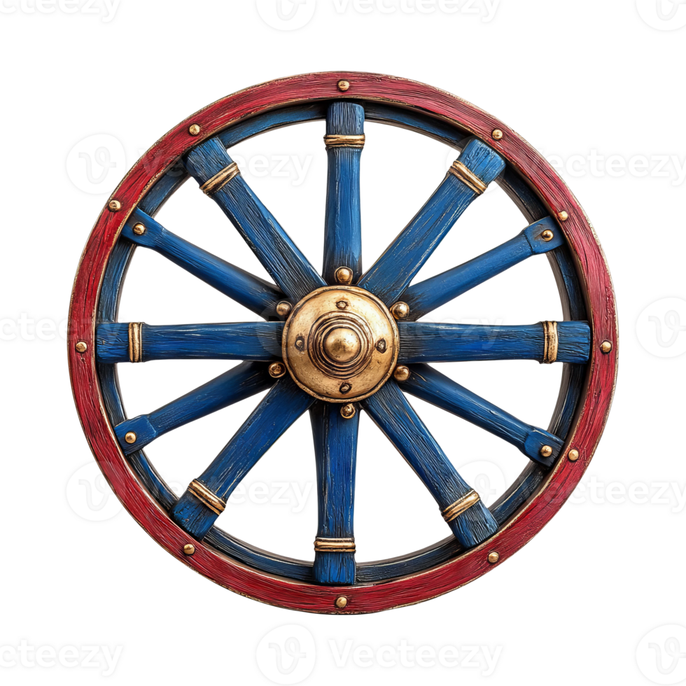 Classic Wooden Ship Wheel on Transparent Background png