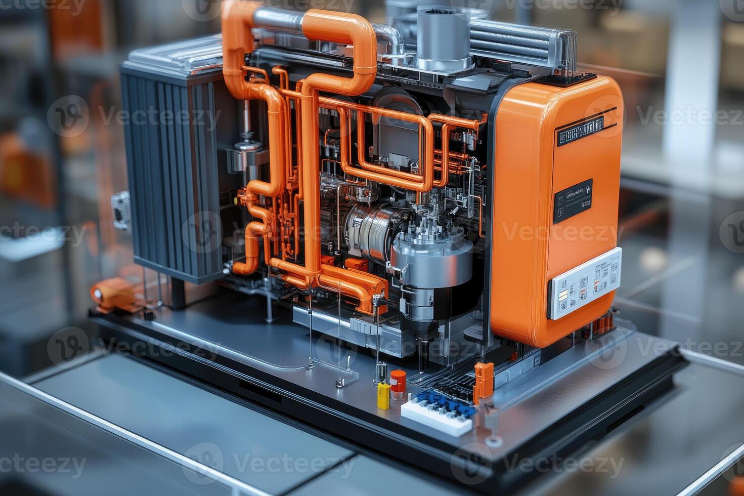 Modern hydrogen fuel cell generating electricity powering future technology photo