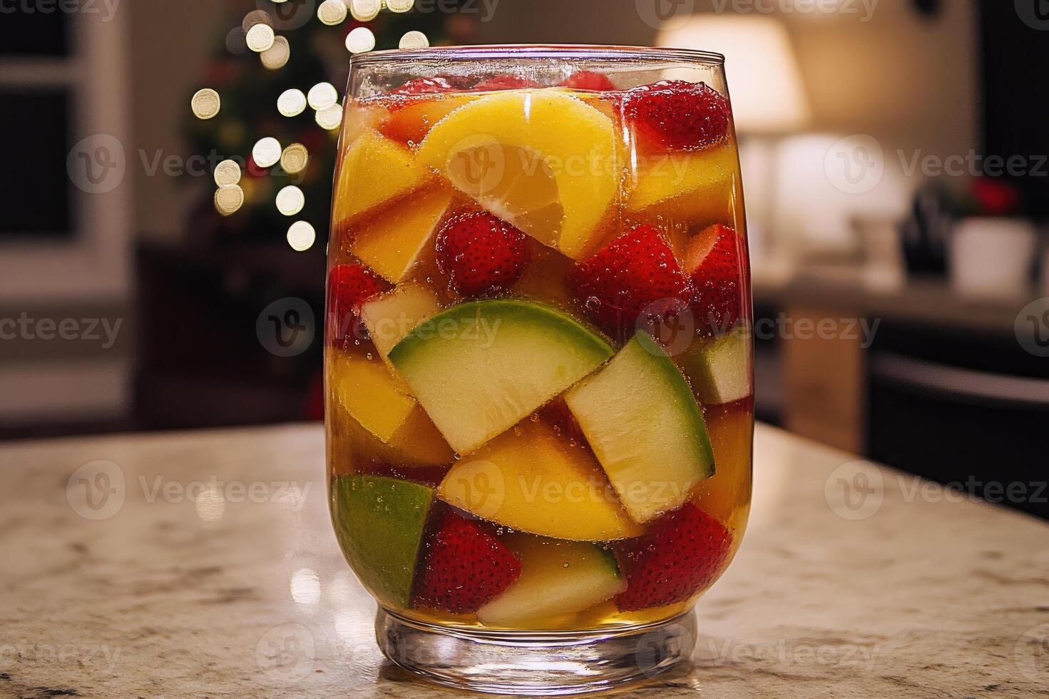 Christmas sangria with fruit slices refreshing holiday drink photo