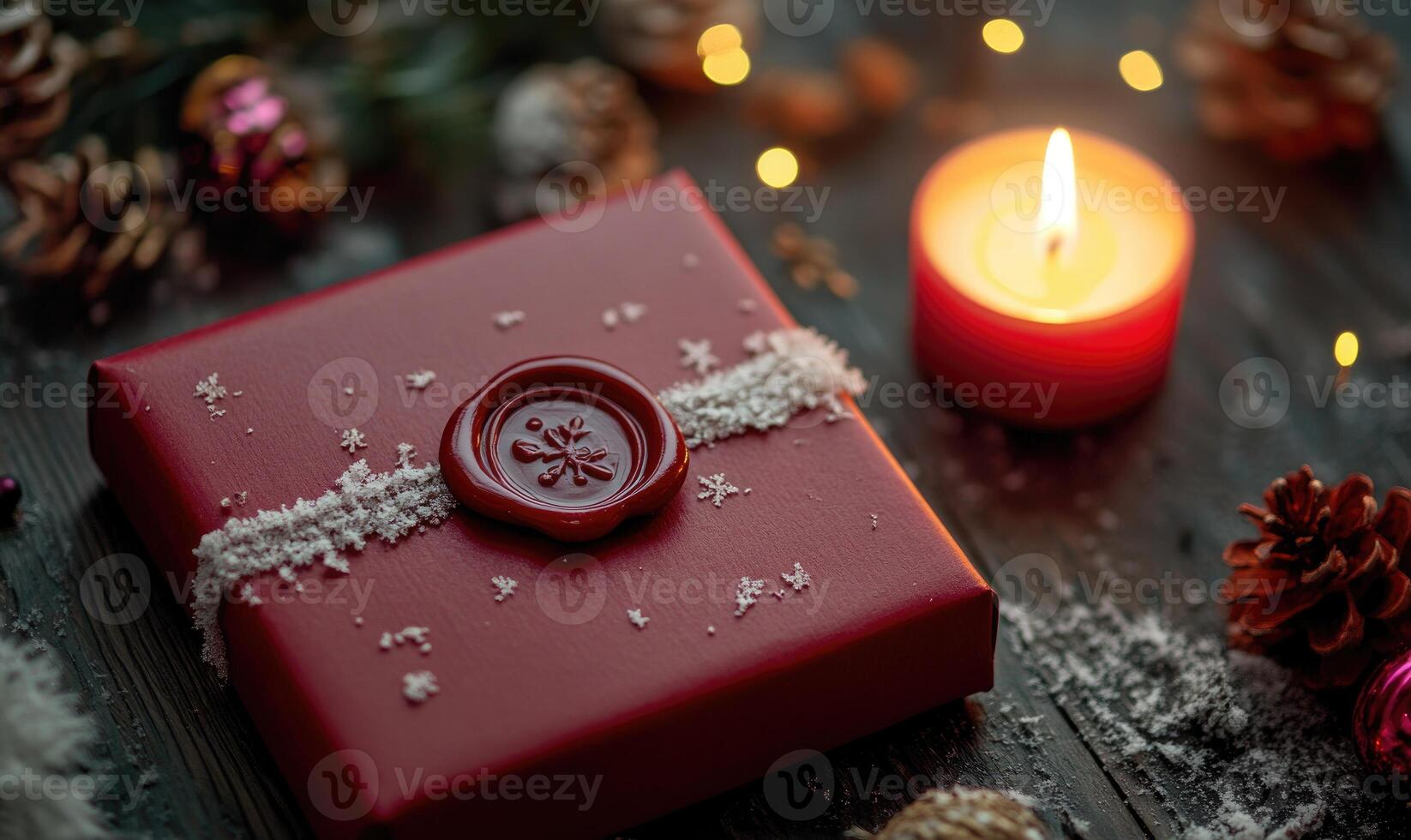A red box with a red seal on it photo
