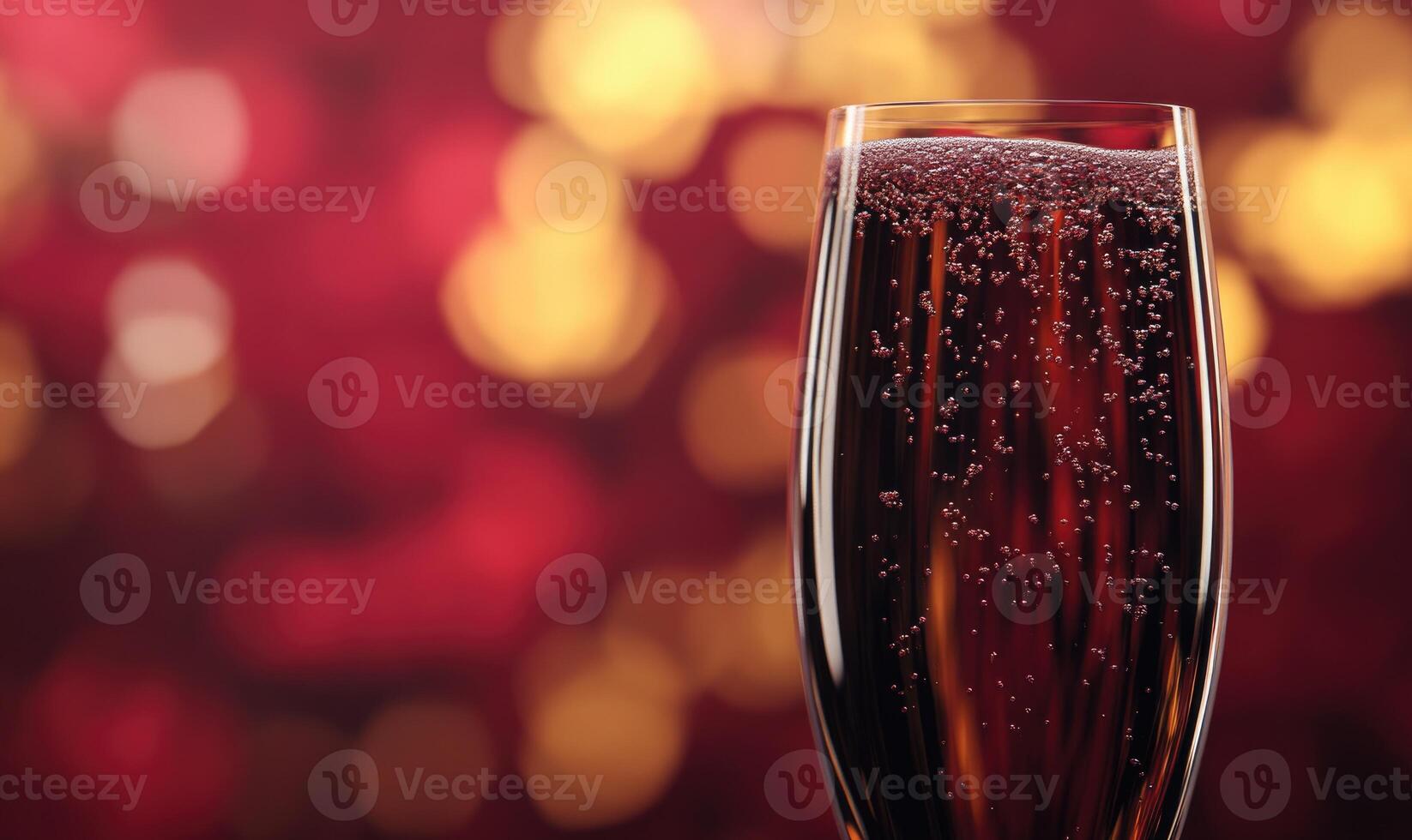 A glass of red wine with bubbles photo